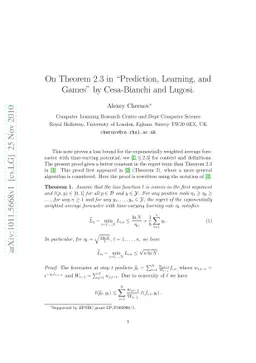 On Theorem 2.3 in "Prediction, Learning, and Games" by Cesa-Bianchi and
  Lugosi