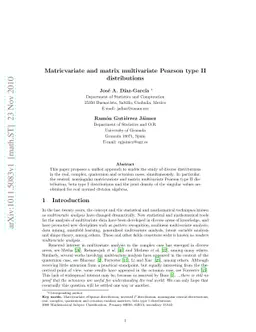 Matricvariate and matrix multivariate Pearson type II distributions