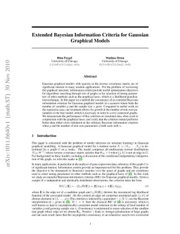 Extended Bayesian Information Criteria for Gaussian Graphical Models