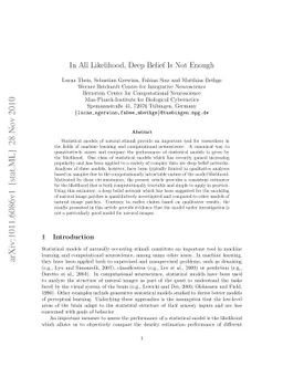 In All Likelihood, Deep Belief Is Not Enough