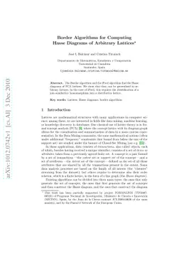 Border Algorithms for Computing Hasse Diagrams of Arbitrary Lattices