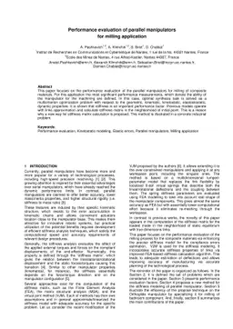 Performance evaluation of parallel manipulators for milling application
