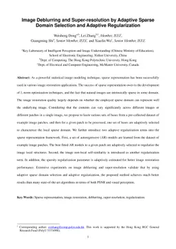 Image Deblurring and Super-resolution by Adaptive Sparse Domain
  Selection and Adaptive Regularization