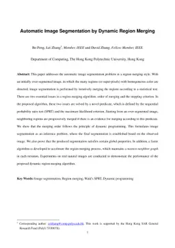 Automatic Image Segmentation by Dynamic Region Merging