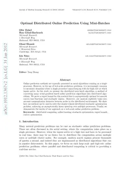 Optimal Distributed Online Prediction using Mini-Batches