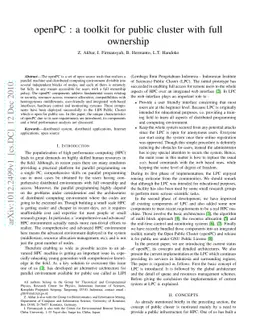 openPC : a toolkit for public cluster with full ownership