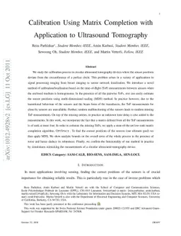 Calibration Using Matrix Completion with Application to Ultrasound
  Tomography