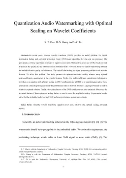 Quantization Audio Watermarking with Optimal Scaling on Wavelet
  Coefficients