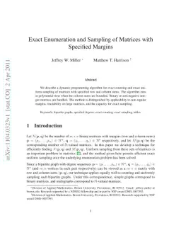 Exact Enumeration and Sampling of Matrices with Specified Margins