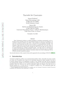 Tractable Set Constraints