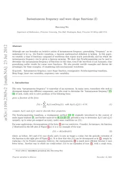 Instantaneous frequency and wave shape functions (I)