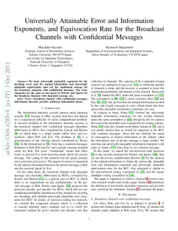Universally Attainable Error and Information Exponents, and Equivocation
  Rate for the Broadcast Channels with Confidential Messages