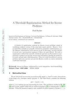 A Threshold Regularization Method for Inverse Problems