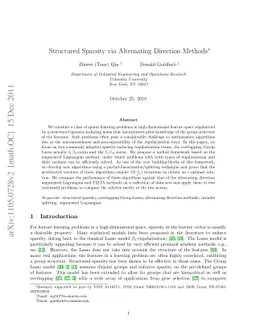 Structured Sparsity via Alternating Direction Methods