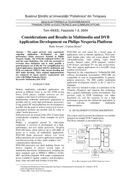 Considerations and Results in Multimedia and DVB Application Development
  on Philips Nexperia Platform