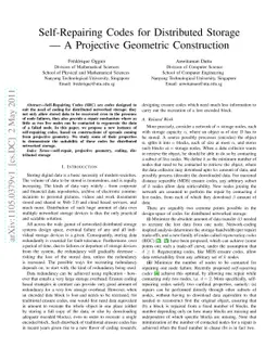 Self-Repairing Codes for Distributed Storage - A Projective Geometric
  Construction