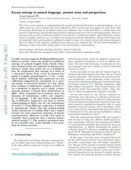 Excess entropy in natural language: present state and perspectives