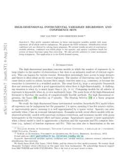 High-dimensional instrumental variables regression and confidence sets
