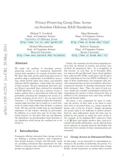 Privacy-Preserving Group Data Access via Stateless Oblivious RAM
  Simulation