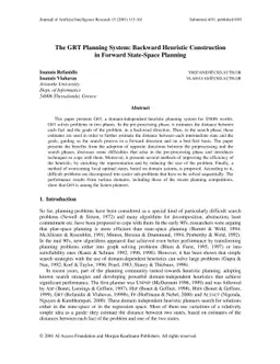 The GRT Planning System: Backward Heuristic Construction in Forward
  State-Space Planning