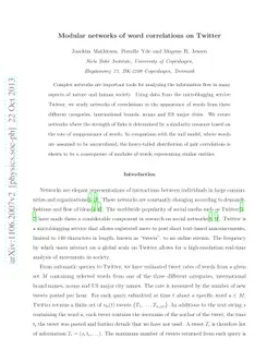 Modular networks of word correlations on Twitter