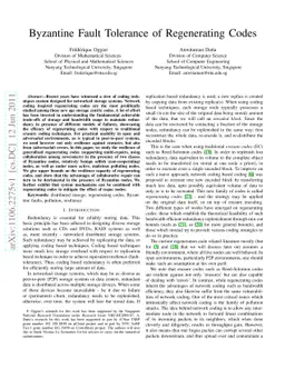 Byzantine Fault Tolerance of Regenerating Codes