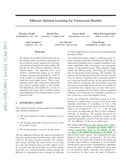 Efficient Optimal Learning for Contextual Bandits