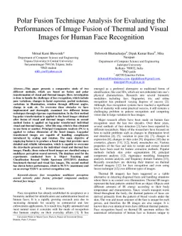 Polar Fusion Technique Analysis for Evaluating the Performances of Image
  Fusion of Thermal and Visual Images for Human Face Recognition