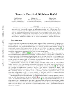 Towards Practical Oblivious RAM