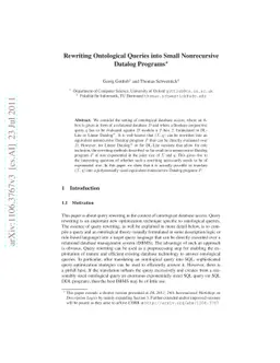 Rewriting Ontological Queries into Small Nonrecursive Datalog Programs