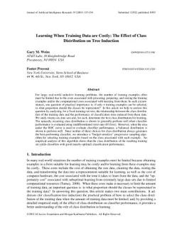 Learning When Training Data are Costly: The Effect of Class Distribution
  on Tree Induction