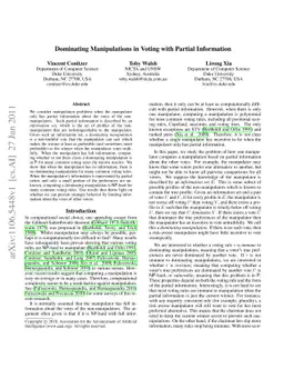 Dominating Manipulations in Voting with Partial Information
