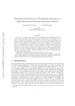 Distributional Results for Thresholding Estimators in High-Dimensional
  Gaussian Regression Models