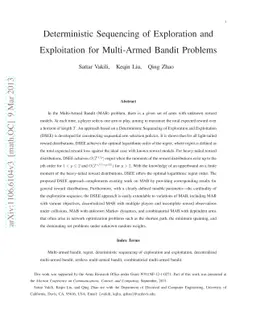 Deterministic Sequencing of Exploration and Exploitation for Multi-Armed
  Bandit Problems