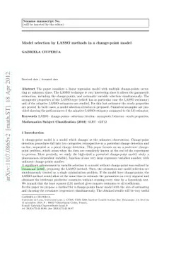 Model selection by LASSO methods in a change-point model