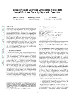Extracting and Verifying Cryptographic Models from C Protocol Code by
  Symbolic Execution