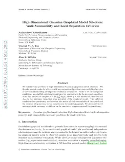 High-Dimensional Gaussian Graphical Model Selection: Walk Summability
  and Local Separation Criterion