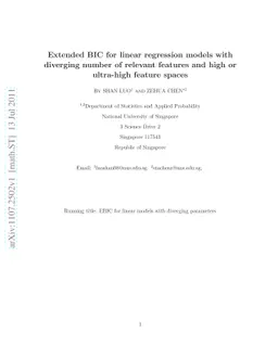 Extended BIC for linear regression models with diverging number of
  relevant features and high or ultra-high feature spaces
