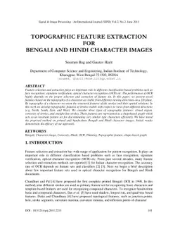 Topographic Feature Extraction for Bengali and Hindi Character Images