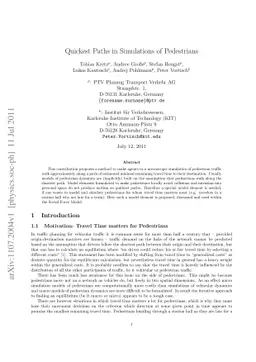 Quickest Paths in Simulations of Pedestrians