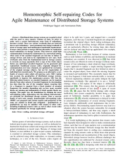 Homomorphic Self-repairing Codes for Agile Maintenance of Distributed
  Storage Systems