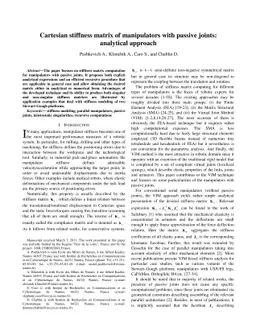 Cartesian stiffness matrix of manipulators with passive joints:
  analytical approach