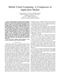 Mobile Cloud Computing: A Comparison of Application Models
