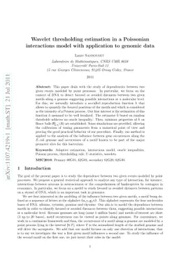 Wavelet thresholding estimation in a Poissonian interactions model with
  application to genomic data