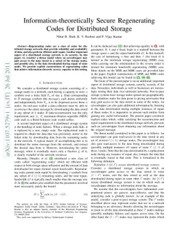 Information-theoretically Secure Regenerating Codes for Distributed
  Storage