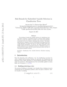 Risk Bounds for Embedded Variable Selection in Classification Trees