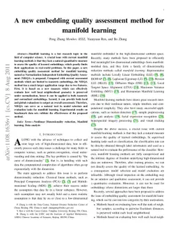 A new embedding quality assessment method for manifold learning