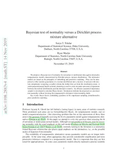 Bayesian test of normality versus a Dirichlet process mixture
  alternative