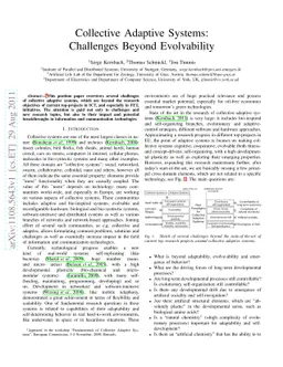 Collective Adaptive Systems: Challenges Beyond Evolvability