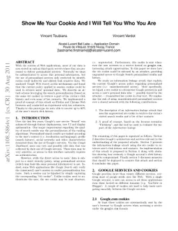 Show Me Your Cookie And I Will Tell You Who You Are